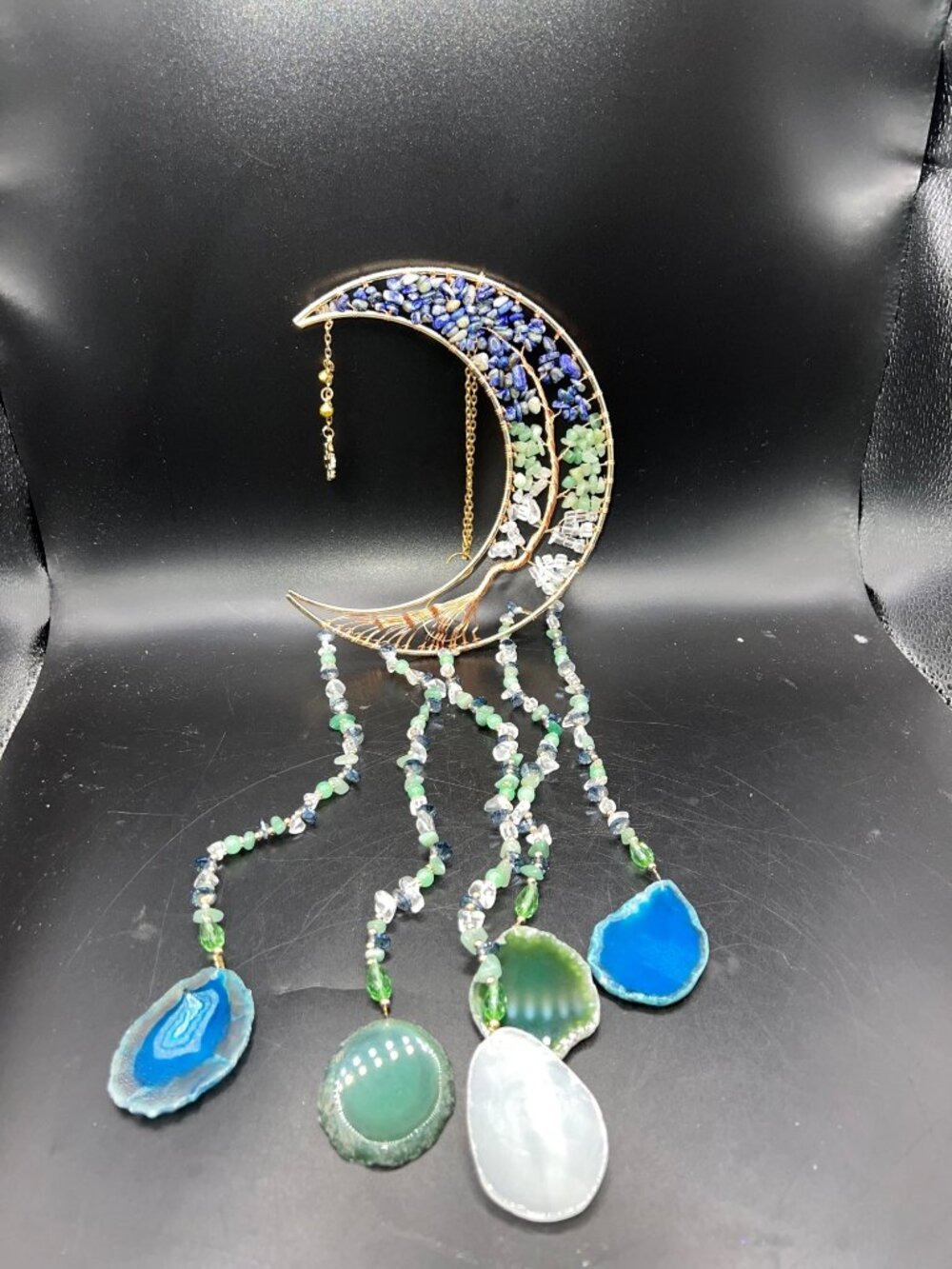 Handcrafted Crescent Moon Agate Stone Beads Gemstone Accents Fairycore Boho Myst
